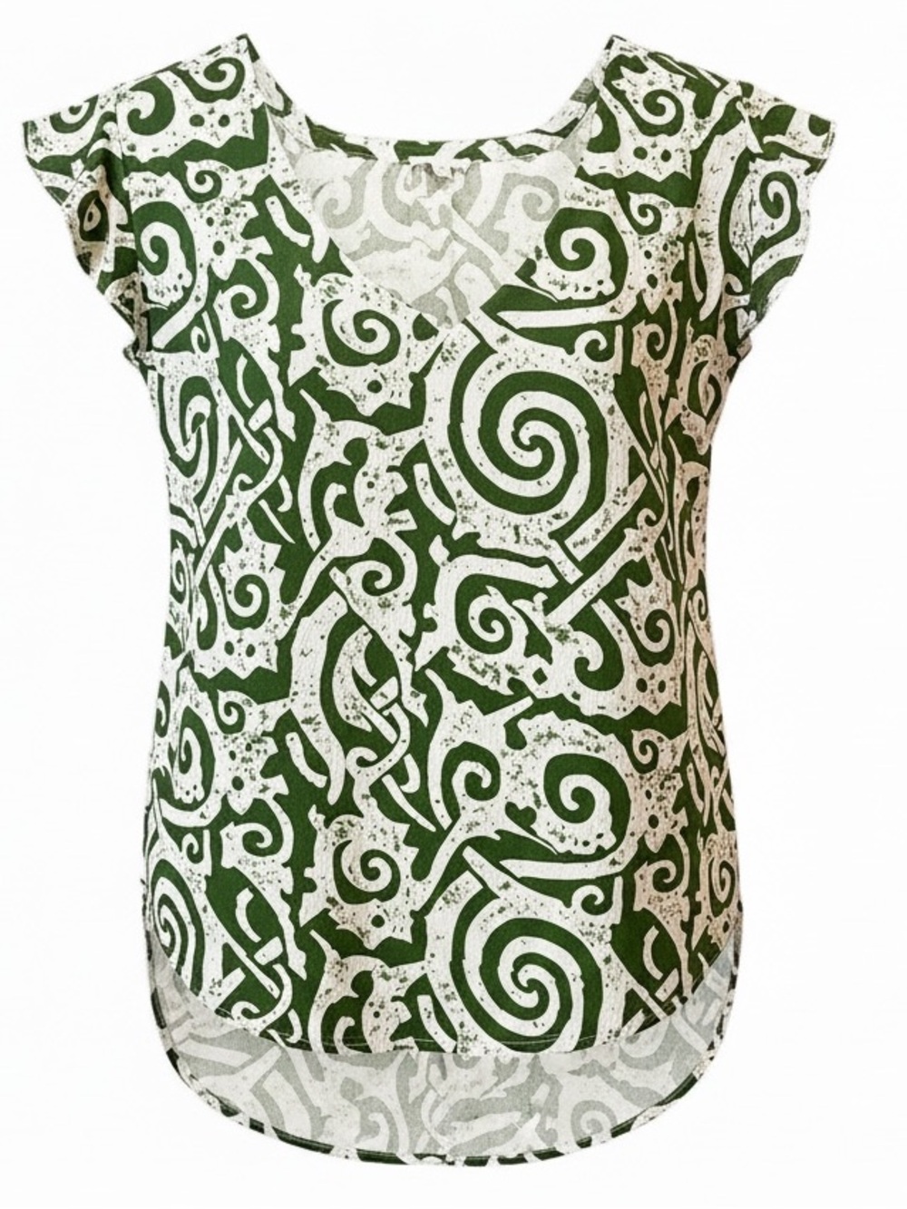 HAUTE HIPPIE green & white lightweight flutter sleeve top size 3X